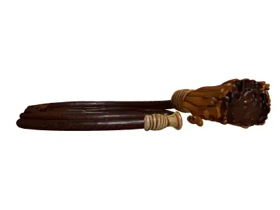 Worn Leather Whip with Brass Studs 3D model