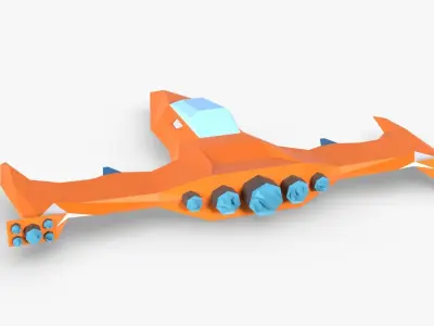 Spaceship Low Poly paper airplane Low-poly 3D model