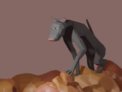 Stylized Rigged Wolf Character Free low-poly 3D model