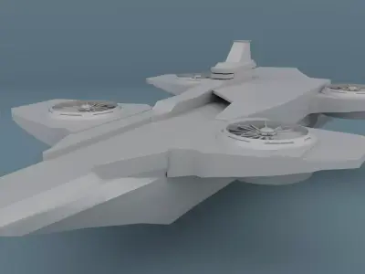Helicarrier spaceship with two propellers 3D model