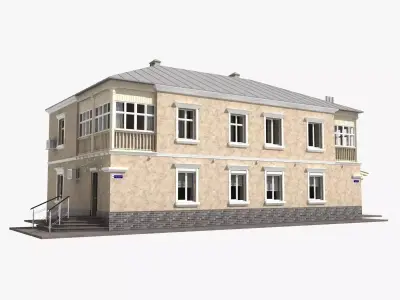 Two storey 1960s soviet historic building 3D model