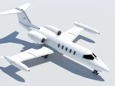Lear 25-35 Jet static lowpoly Low-poly 3D model