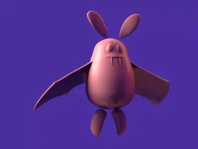 Cute Cartoon Bat Animated 3D model