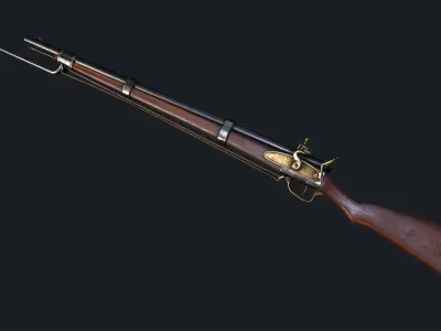 Musket flintlock rifle Low-poly 3D model
