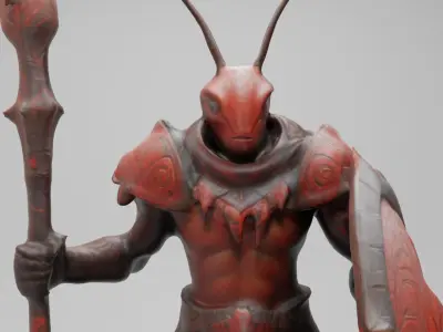 Ant Warrior 3D Model Unique Game Ready Fantasy Character Low-poly 3D model