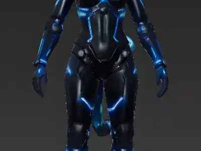 Realistic Future Neon Cat Android Skin 3D Model Low-poly 3D model