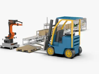 Automatic Carton Unpacking Packing and Palletizing Machine 3D model