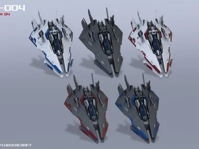 Scifi Hovercraft Low-poly 3D model