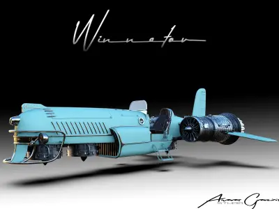 Retro futuristic flyer 3D model