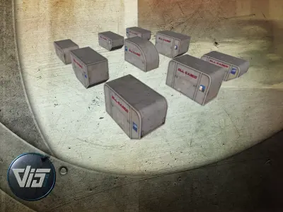 Mobile aircargo containers Low-poly 3D model