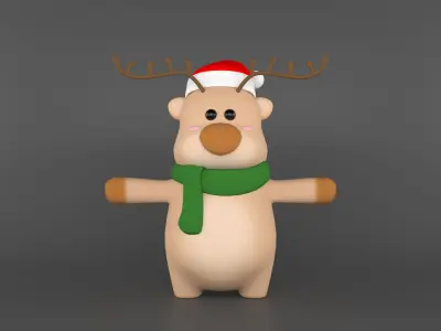 reindeer cartoon model 3D model