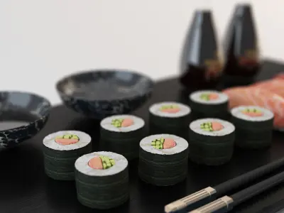 Sushi and Nigiri Plate 3D model