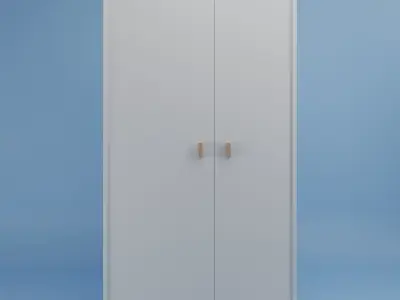White MDF Wardrobe CL110 Free 3D model