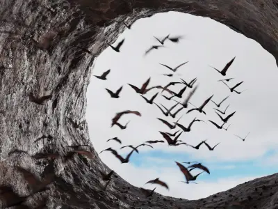 Animated Bats - Geometry Nodes 3D model