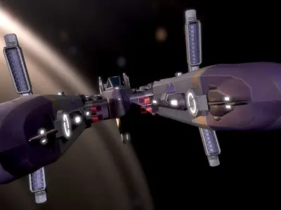 spaceship flying in sky Low-poly 3D model