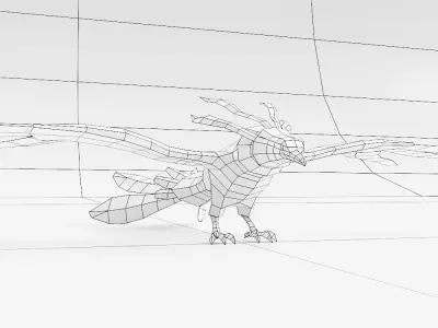 Phoenix bird low poly 3d model  Low-poly 3D model