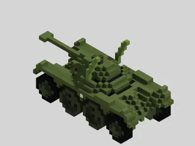 Panhard EBR Tank Voxel Low-poly 3D model