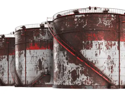 Detailed Apocalyptic Oil Storage 3D model