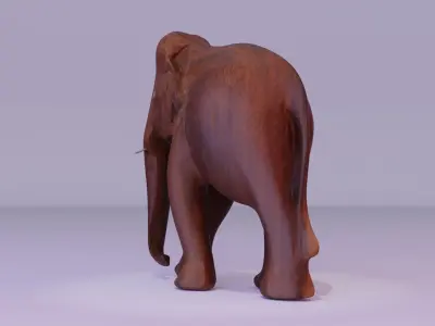 Elephant wood handmade sculpture Low-poly 3D model
