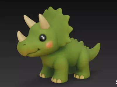 Cartoon Plush Triceratops Low-poly 3D model