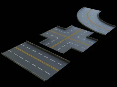 Buildings and Roads Free low-poly 3D model
