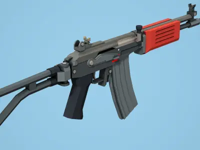 Stylized Galil ARM Low Poly Mobile Ready Low-poly 3D model