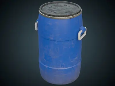 Plastic Barrel 1B Low-poly 3D model
