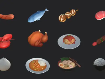 Cartoon Food Pack 2 3D model