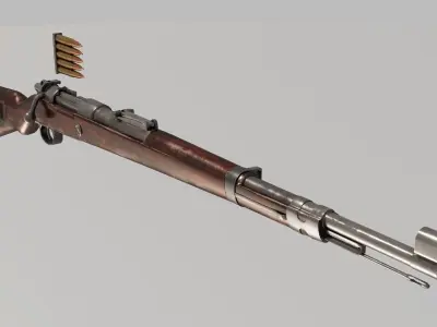 mauser-karabiner-98k rifle with two cartridges 3D model