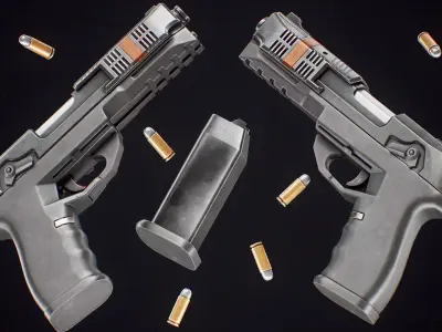 Cyberpunk Pistol Corporate Low-poly 3D model