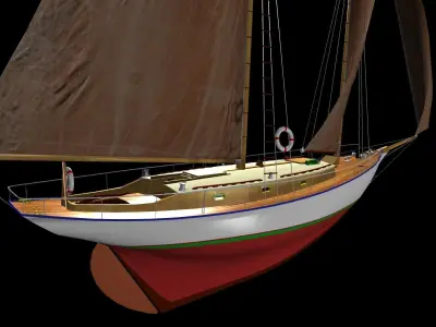 American Sailing Yacht - Early 20th Century 3D model