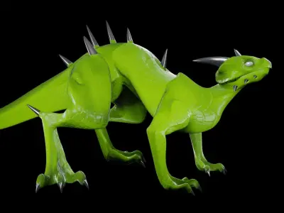 Lowpoly Rigged Lizard-Dragon Low-poly 3D model