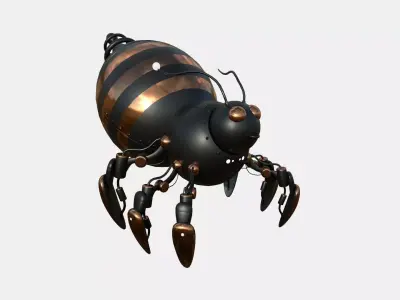 Cute Robot E04 Black Bronze - SciFi Character Design Low-poly 3D model