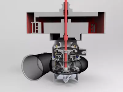 Kaplan type hydro-turbine generator 3D print model