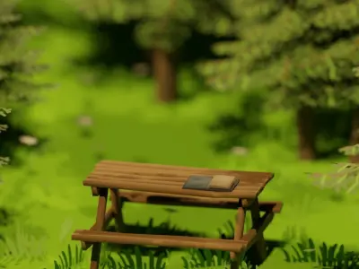 Stylized Low-Poly Picnic Table Game Ready Low-poly 3D model