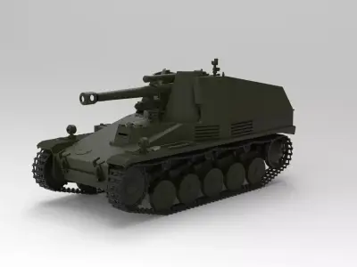 Wespe self-propelled gun 3D model purchase