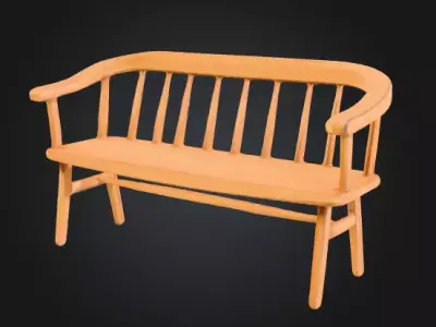 Stylized Wooden Bench 3D Model - Interior Furniture Asset Low-poly 3D model