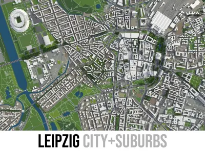 Leipzig - city and surrounding area 3D model