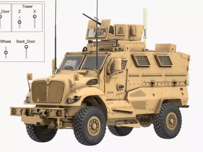 MaxxPro Armored Fighting Vehicle Rigged 3D model