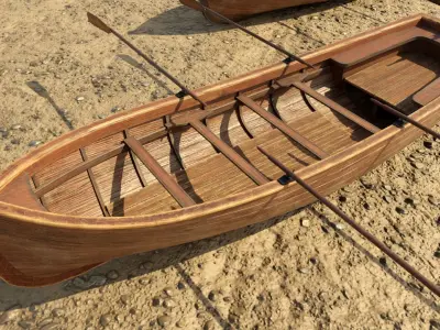 Low Poly PBR Row Boat Low-poly 3D model