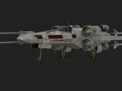 X Wing Starfighter 3D Model Star Wars PBR Blender FBX OBJ Low-poly 3D model