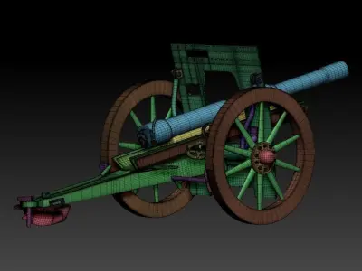 Canon Schneider Guerra Mundial Low-poly 3D model