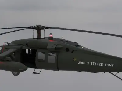 Black Hawk Helicopter with Full Interior Low-poly 3D model