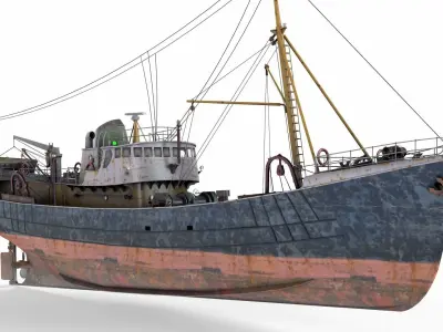 North Sea Diesel Trawler Low-poly 3D model