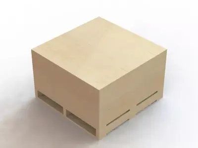 Box Wooden Pallet de Madeira com Caixa 3D model