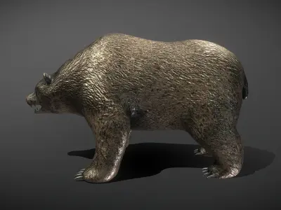 Bear Bronze Statue Low-poly 3D model