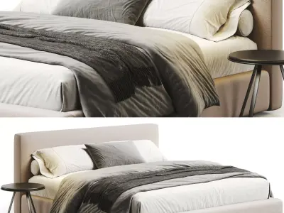 Luxe Upholstered Bed 3D model