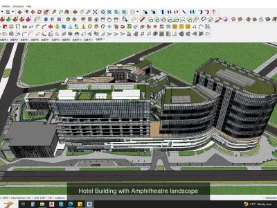 3d commercial building with Master plan collection 4 