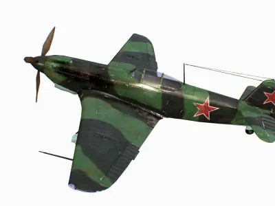 Russian Soviet fighter aircraft Yakovlev Yak-9 Low-poly 3D model