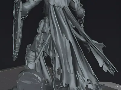 Zombie King of the Burning Grave Undead Warrior STL Miniature 3D print model